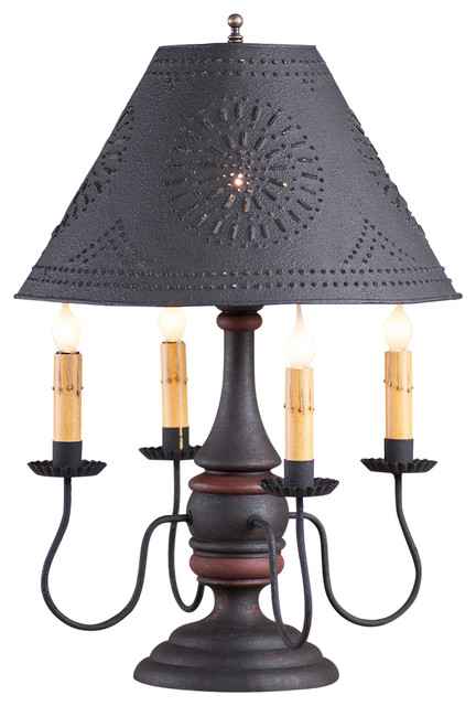 Jamestown Lamp in Hartford Black with Red with Black Shade