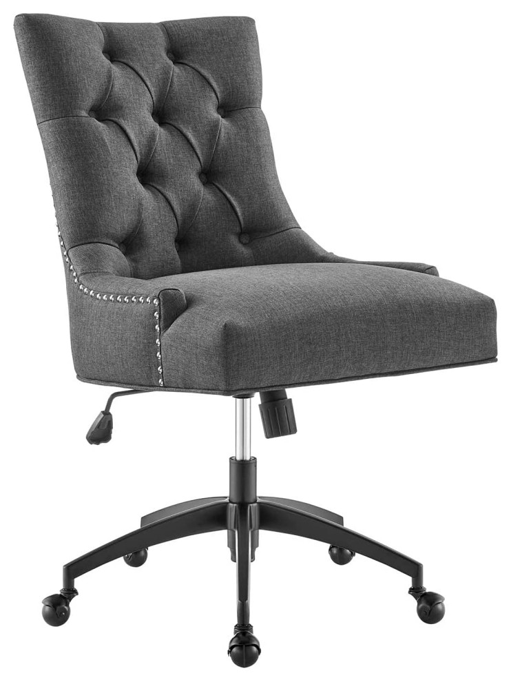 Modern Office Chair, Matte Black Base & Armless Padded Fabric Seat -  Midcentury - Office Chairs - by Declusia | Houzz