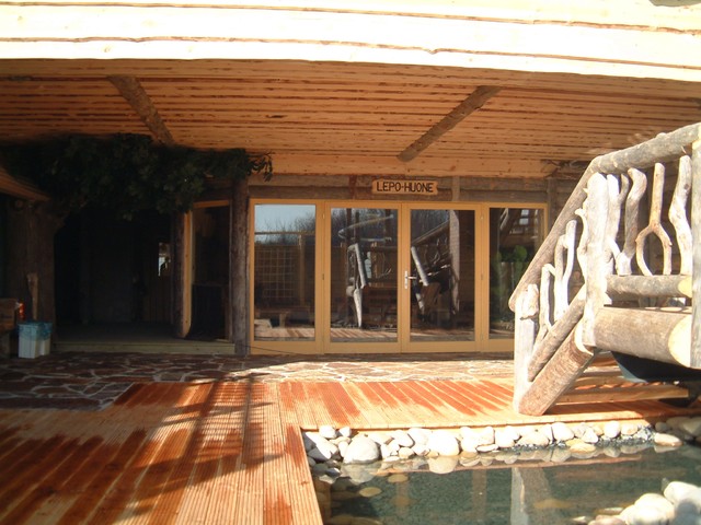 Ch&acirc;lets rustikt-terrasse