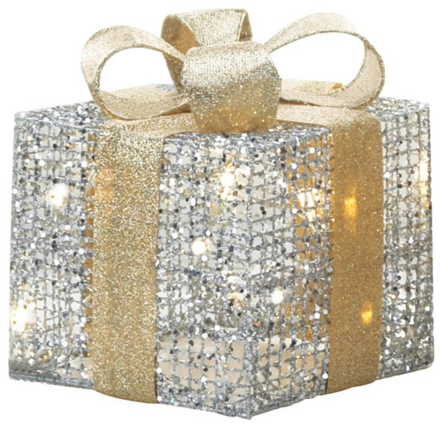 Small Light Up Gift Box Decor Contemporary Decorative Boxes by