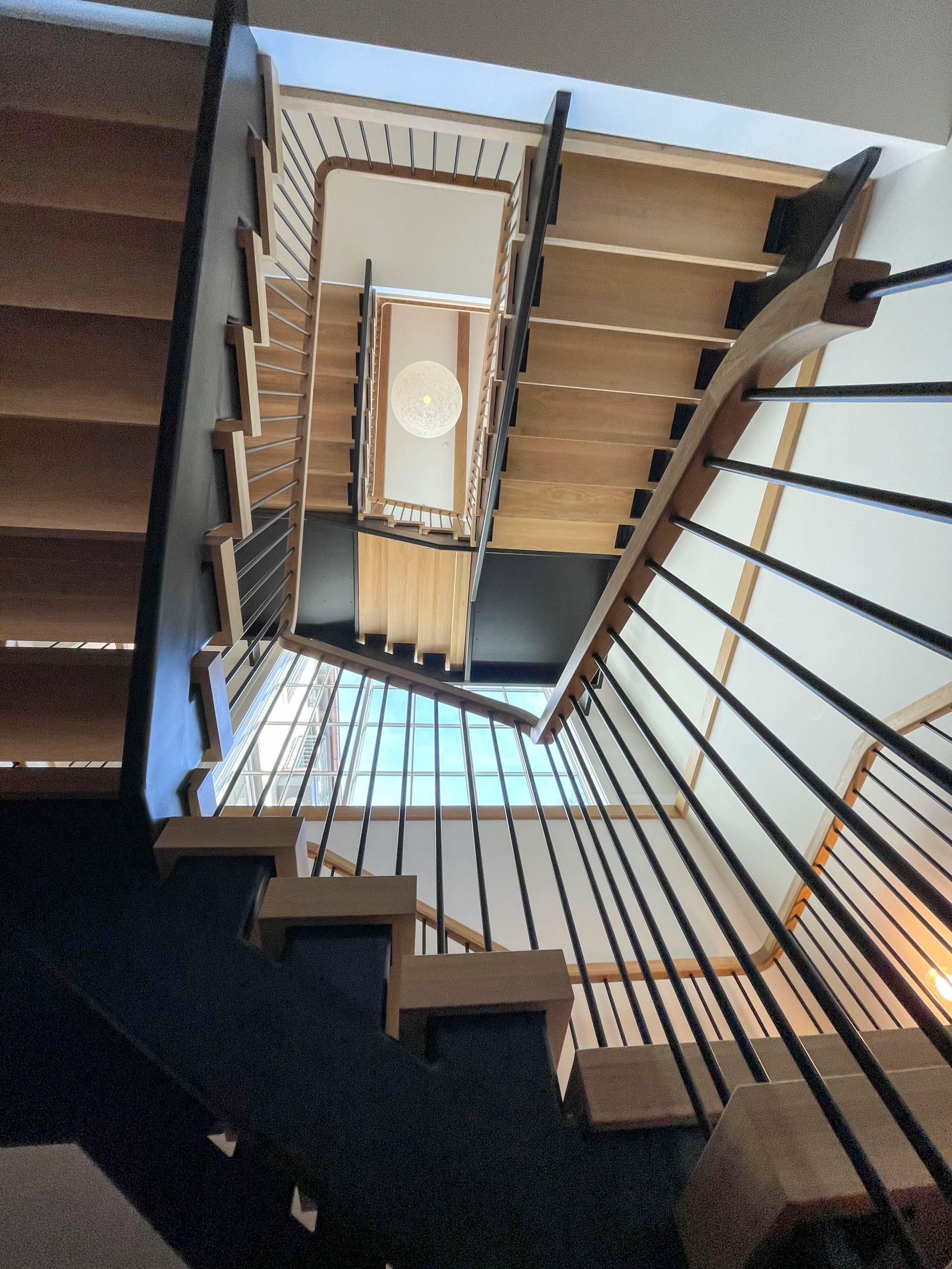 96_Dramatic cantilevered no-riser staircase, Bethesda, MD 20814