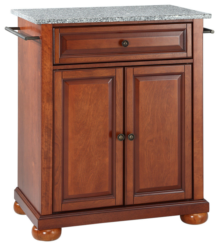 Alexandria Solid Granite Top Portable Kitchen Island Traditional
