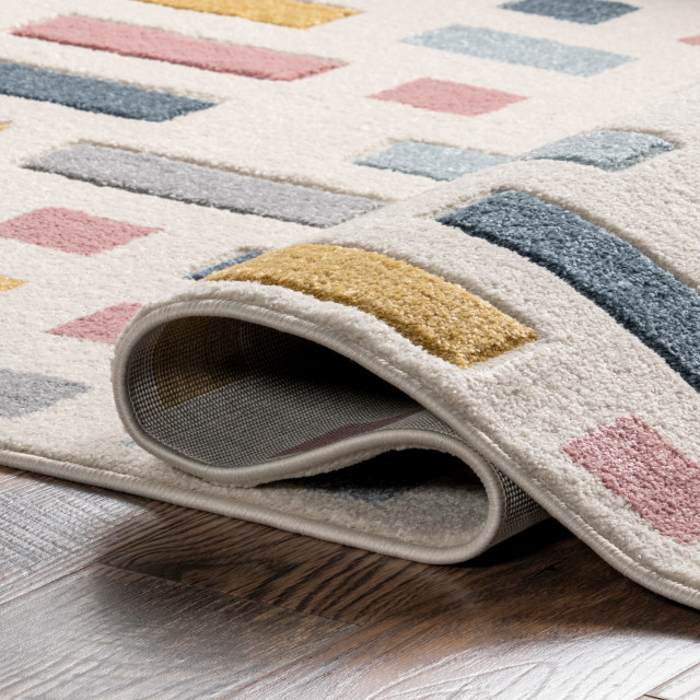 Color Blocks Kitchen Rug Nuloom Sandrine Scattered Blocks Kids Rug, Multicolor, 5' 3