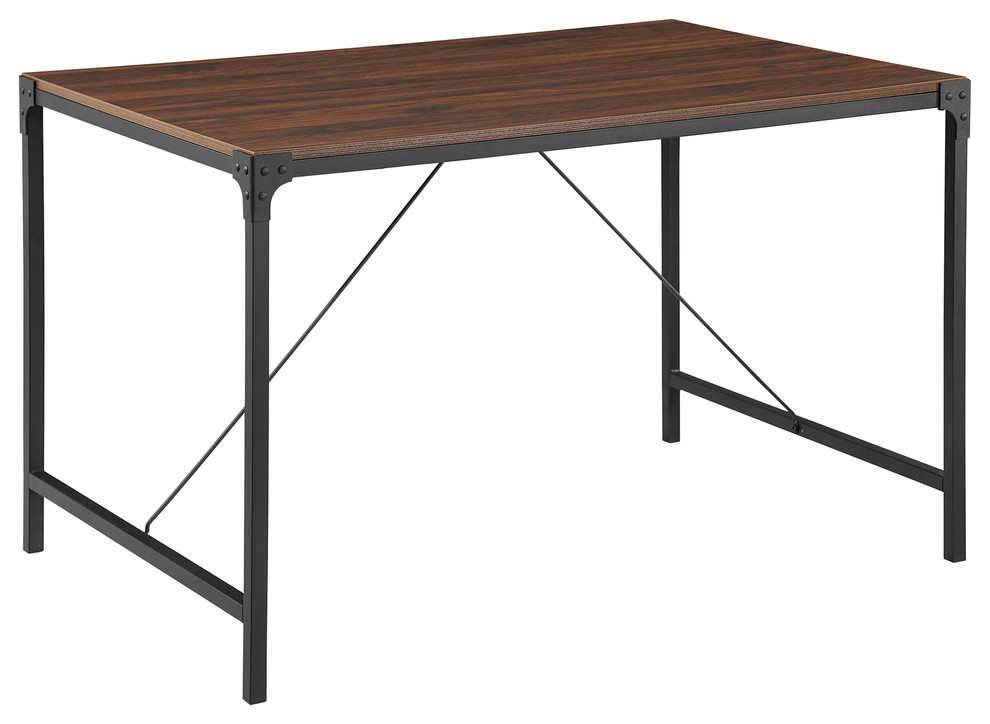 48" Industrial Wood Dining Table, Dark Walnut Industrial Dining