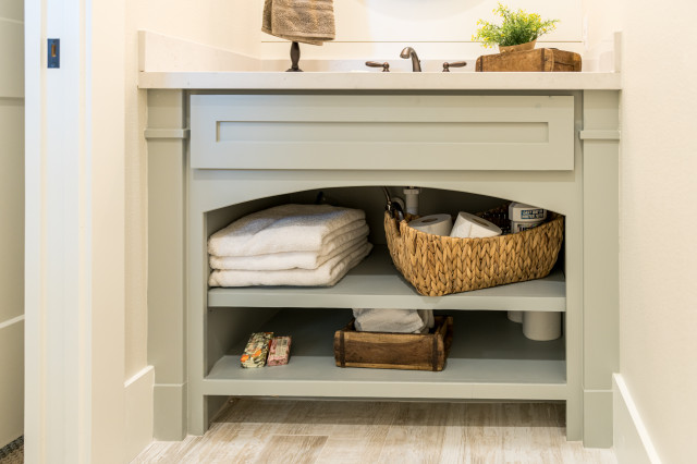 Stucco and Stone One Story Farmhouse - Country - Cloakroom - Houston ...