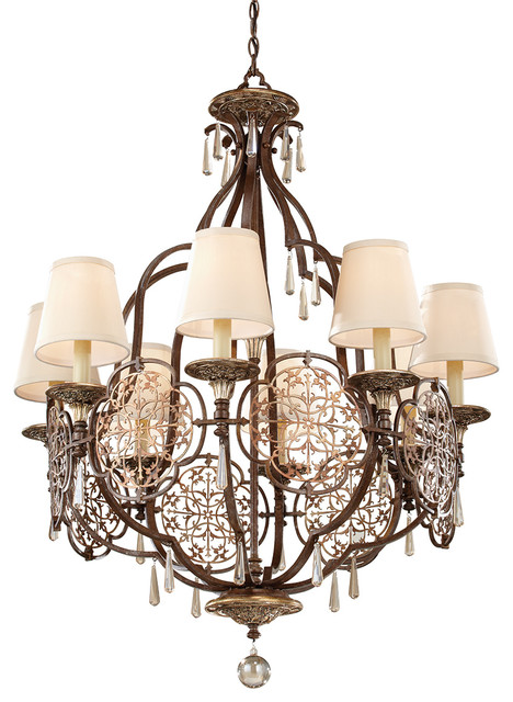 Luxury 8-Light Chandelier, British Bronze