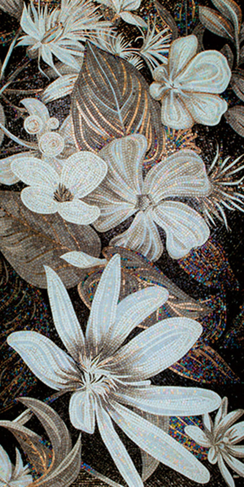 Колотое панно из мозаики - "Цветы-5"