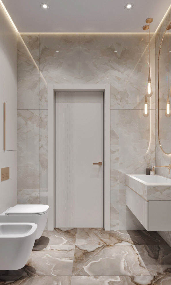 Санузел с пристенной ванной