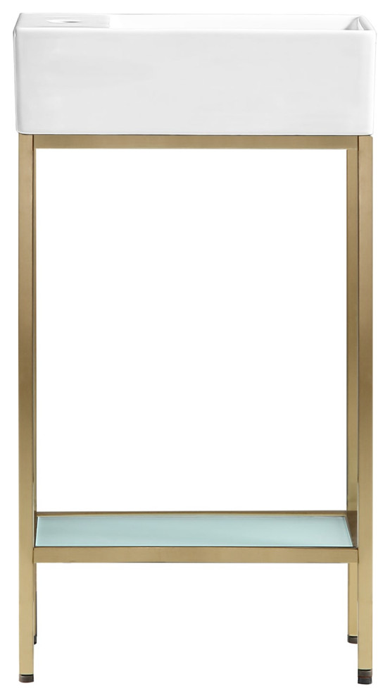 Pierre 19.5" Single, Freestanding, Open Shelf, Gold Metal Frame