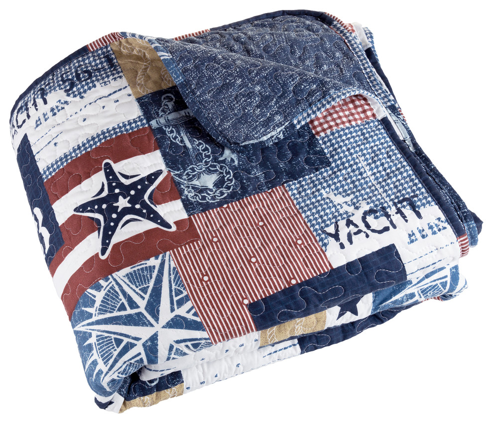 Lavish Home Americana Quilt Set, Twin Beach Style Quilts And Quilt
