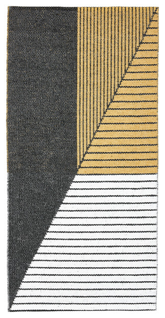 Stripe Woven Vinyl Floor Cloth, Yellow, 70x140 cm