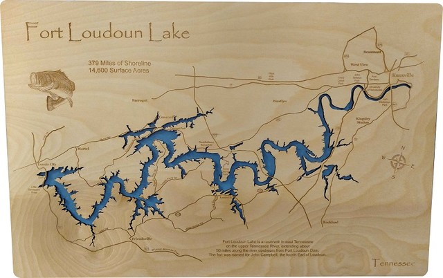 Fort Loudoun Lake Map Fort Loudoun Lake Tennessee Map, Standout - Contemporary - Wall Accents -  By Phd's | Houzz