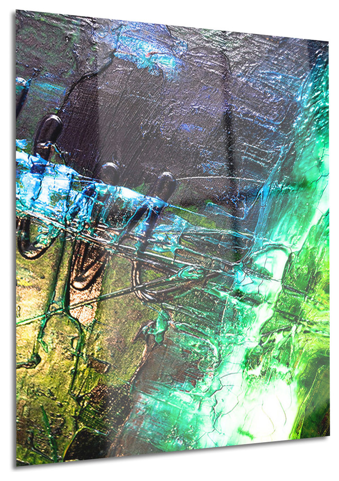 "Green and Blue Abstract Structure" Abstract Glossy Metal Wall Art, 12