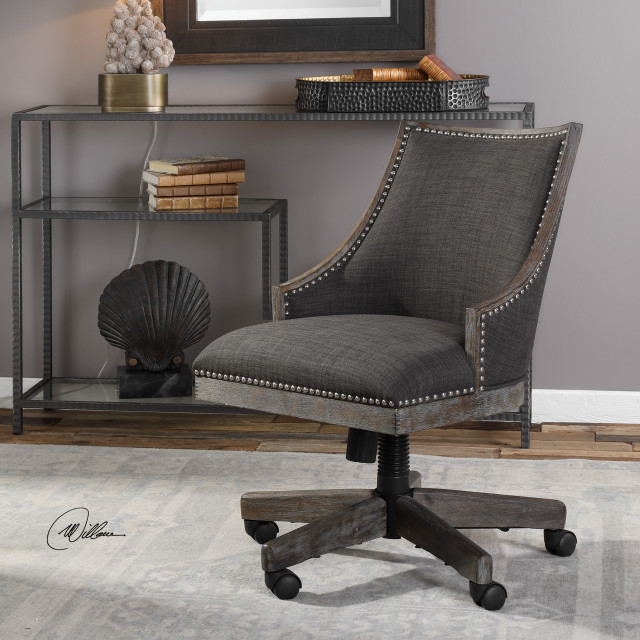 Uttermost Aidrian Charcoal Desk Chair Farmhouse Office Chairs By Buildcom