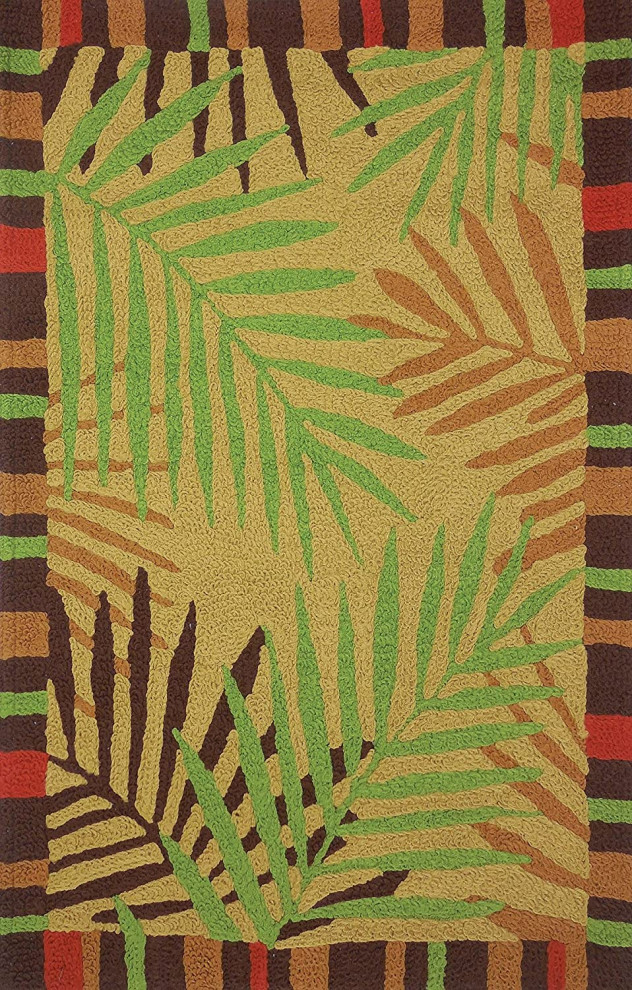 JellyBean Accent Rug Tropical Leaves Tropical Outdoor Rugs by