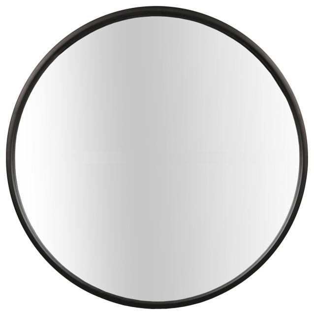 24 inch Black Round Mirror Wood Framed Circle Wall Mirror