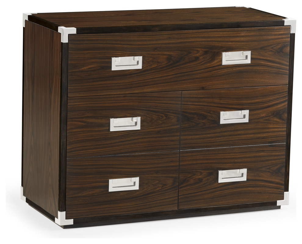 Campaign Style Dark Santos Rosewood Chest of Five Drawers