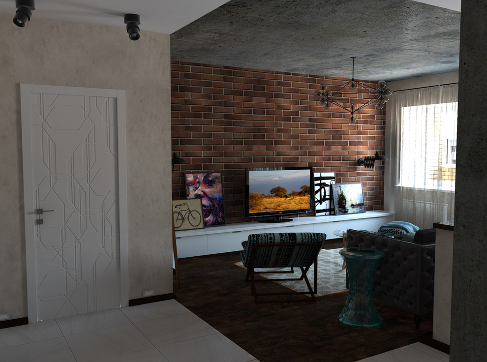 Мужской интерьер квартиры-студии. Лофт