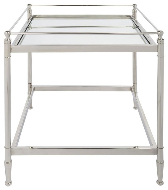Gaskin Polished Nickel Side Table With Mirror Glass, Square