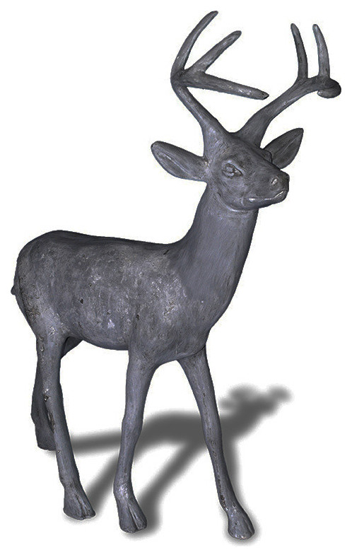 Standing Stag Deer Statue, Charcoal