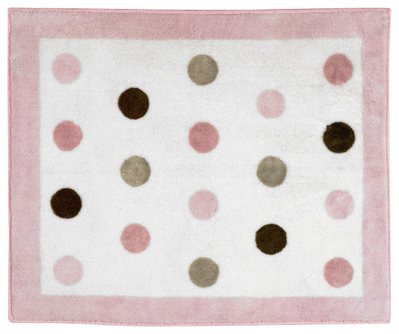 Pink and Chocolate Mod Dots Accent Floor Rug