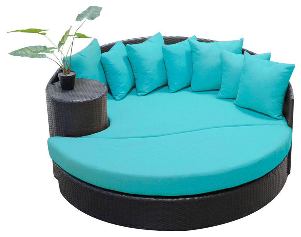 Newport Circular Sun Bed, Outdoor Wicker Patio Furniture Tropical