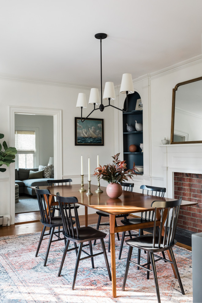 This is an example of a coastal dining room in Boston.