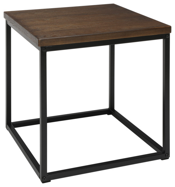 Black Metal and Walnut Wood Side Table Industrial Side Tables And