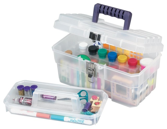 Akro-Mils CFT 14-Inch Plastic Art Supply Craft Storage Tool Box, Semi-Clear