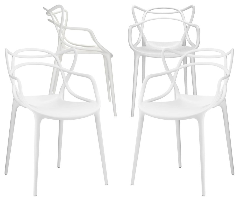 Monte Dining Chair, White, 4Pack Modern Dining Chairs by First of a Kind USA Inc Houzz