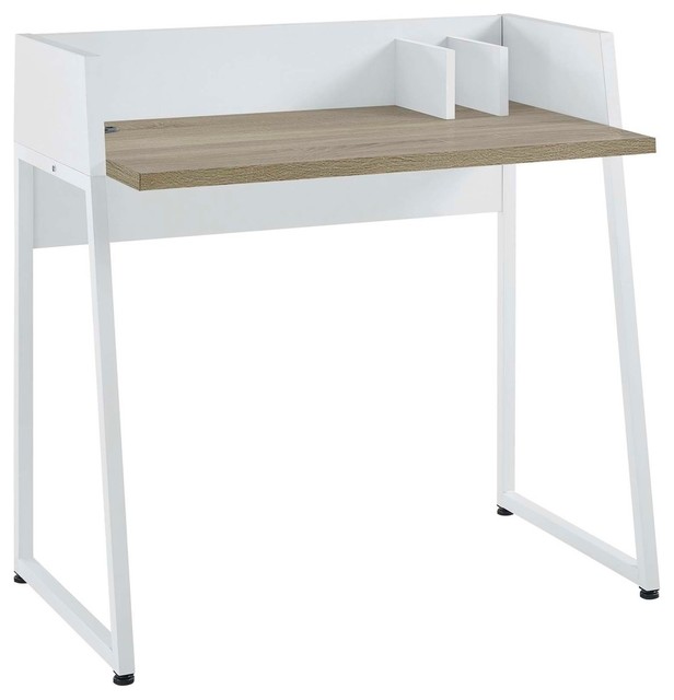 Modway Relay Metal Writing Desk White And Natural