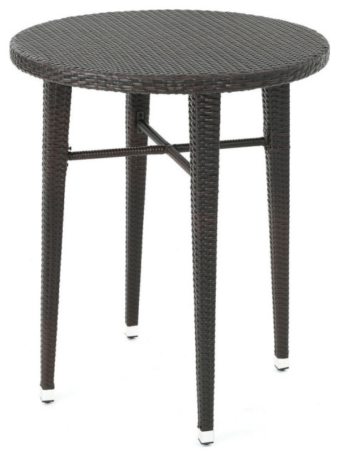 Gdf Studio Dom Outdoor 32 5 Round Multi Brown Wicker Bar Table Tropical Outdoor Pub And Bistro Tables By Gdfstudio
