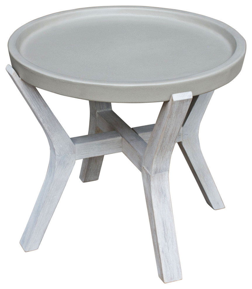 Bali 21" IndoorOutdoor Round Side Accent Table Farmhouse Outdoor