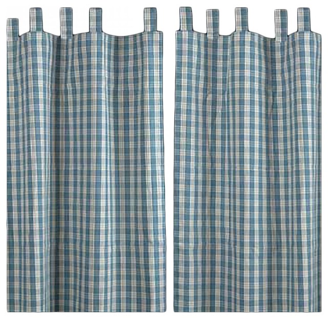 Curtains Blue 100 Cotton Panels 84 X90 Farmhouse Curtains