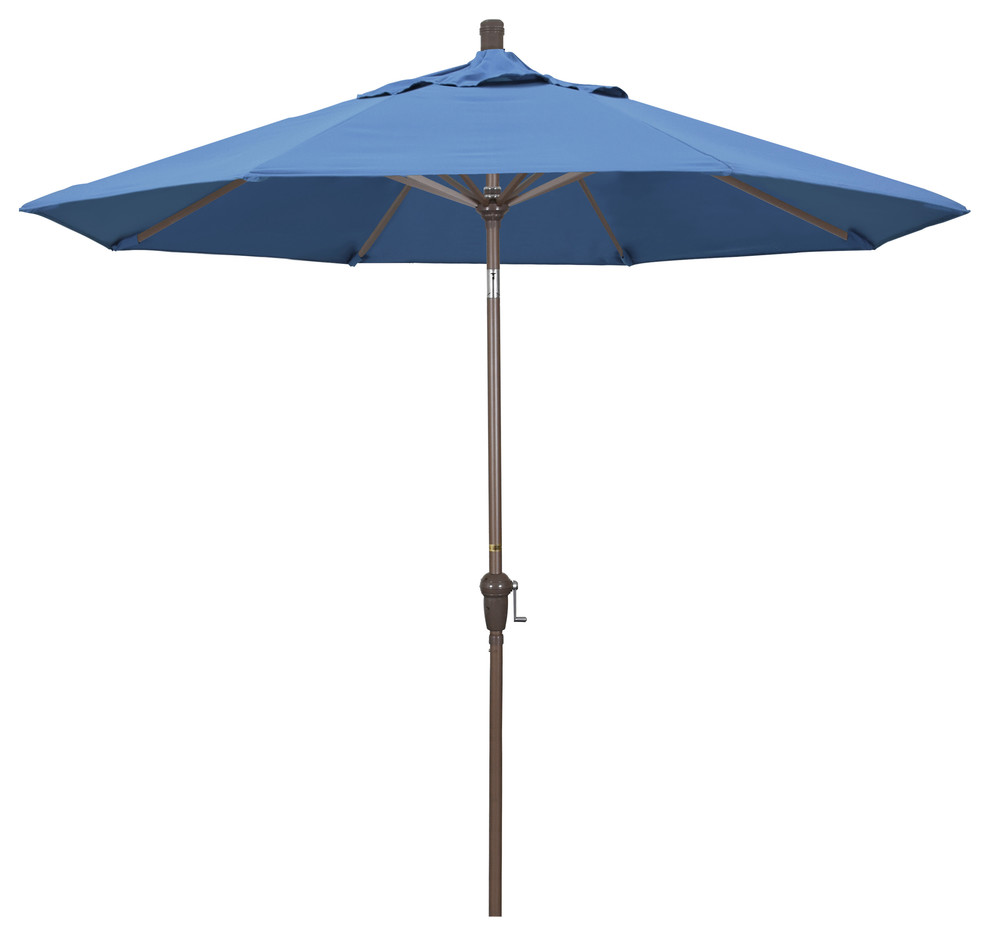 9' Champagne Auto-Tilt Crank Aluminum Umbrella, Capri Pacifica