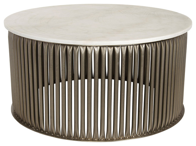 Opher Loft Antique Silver Round Stone Coffee Table Opher Loft Antique Silver Round Stone Coffee Table Tables By Kathy Kuo Home