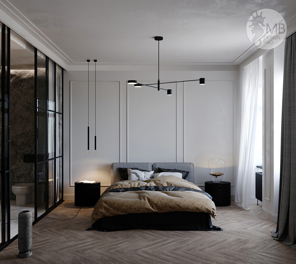 Gray stone. Спальня, совмещенная с ванной комнатой