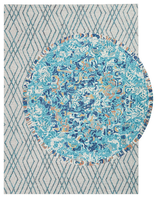 Duet Tufted Area Rug, Lake, 8' X 10' Rectangle Contemporary Area