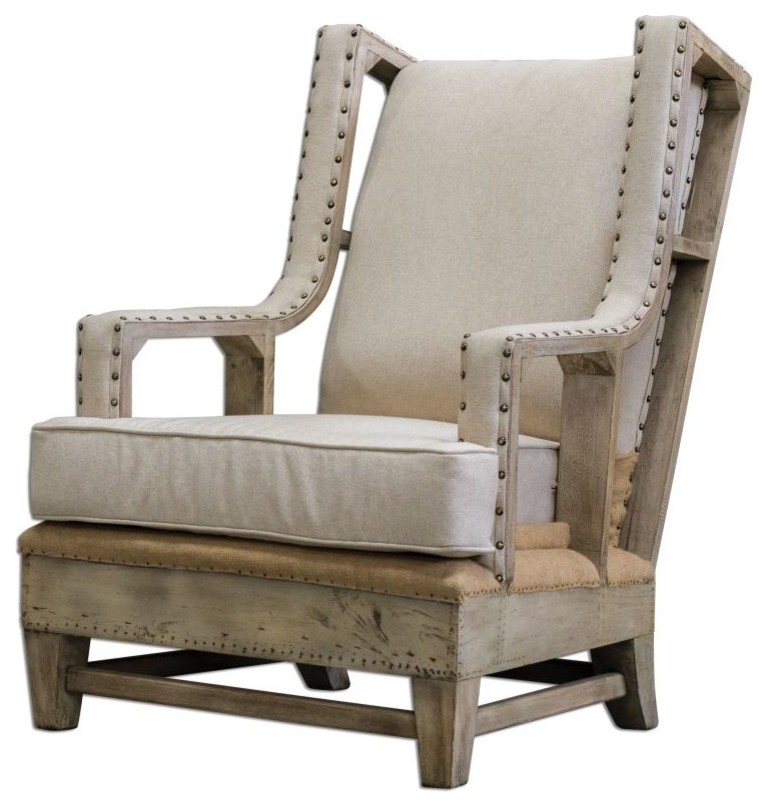 Uttermost Schafer Linen Armchair Farmhouse Armchairs And Accent