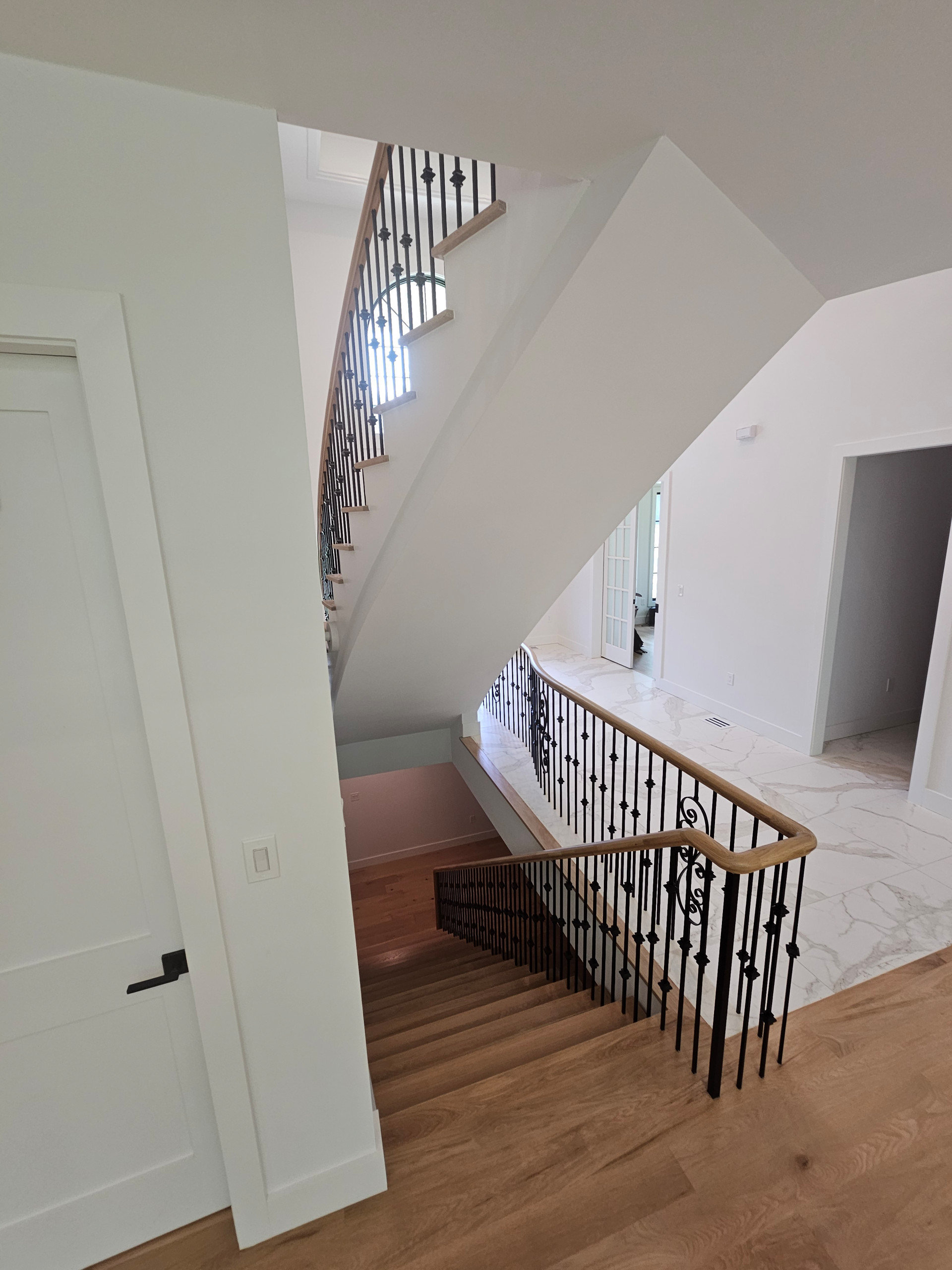 120_Luxurious White Oak Stair with Iron Balusters, Great Falls, 22066