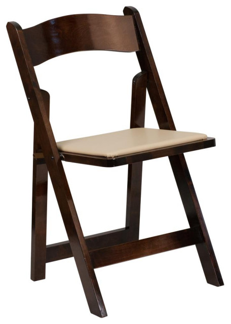 Hercules Series Fruitwood Wood Folding Chair With Vinyl Padded Seat