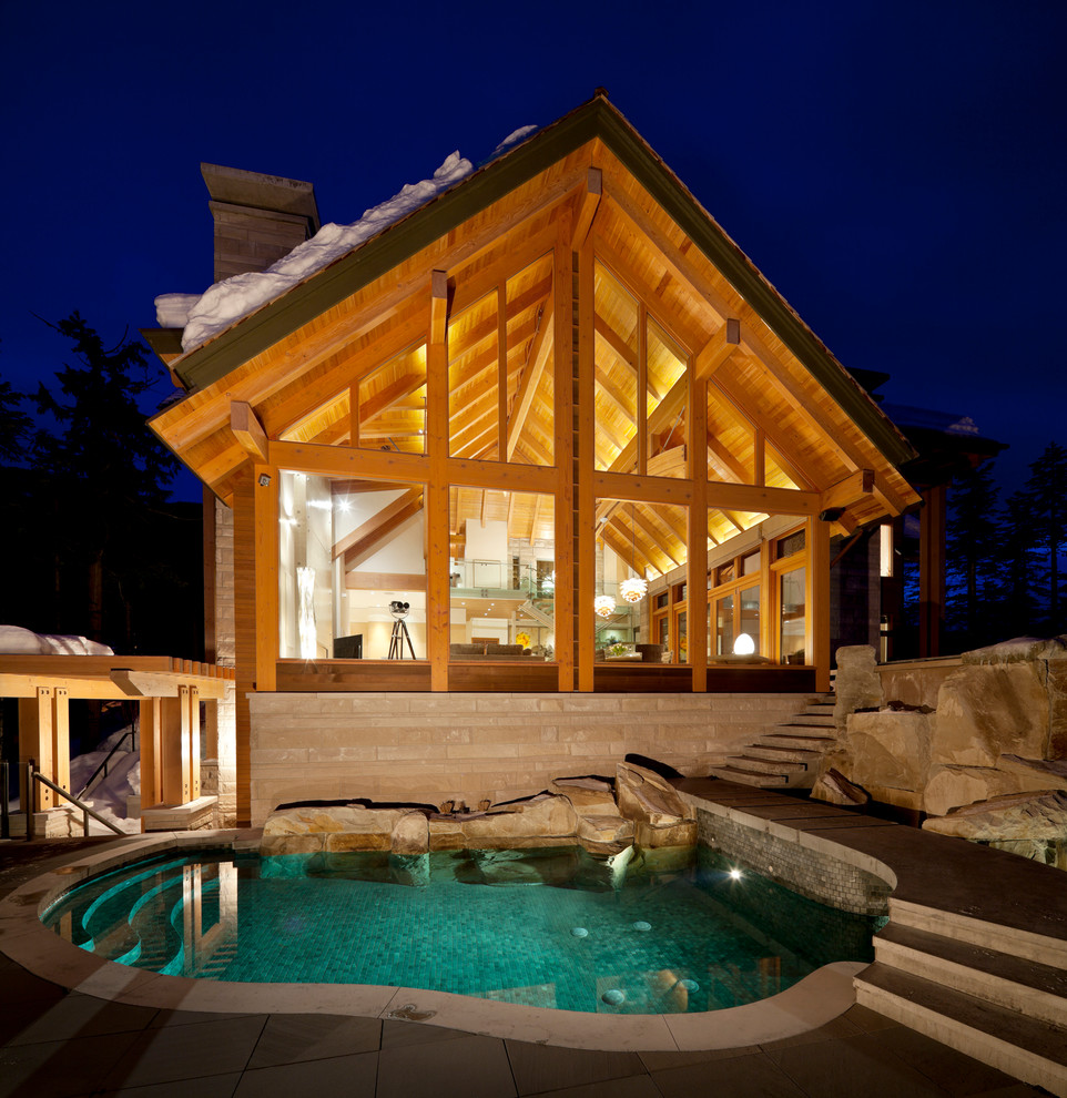 Design ideas for a country custom-shaped pool in Vancouver.