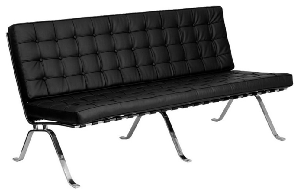 Flash Furniture Hercules Flash Leather Tufted Sofa in Black