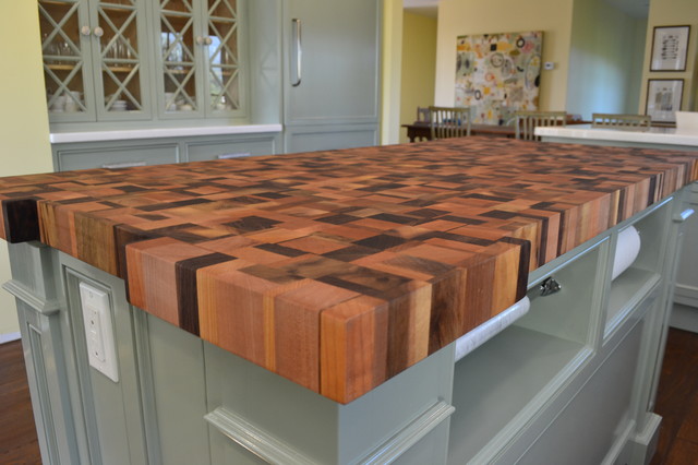 Reclaimed Wood Butcherblock Countertop Traditional Kitchen