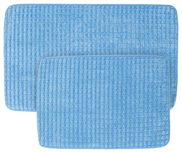 2 Piece Memory Foam Bath Mat Set Woven Jacquard Fleece