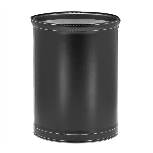 Kraftware Stitched Black Oval Wastebasket