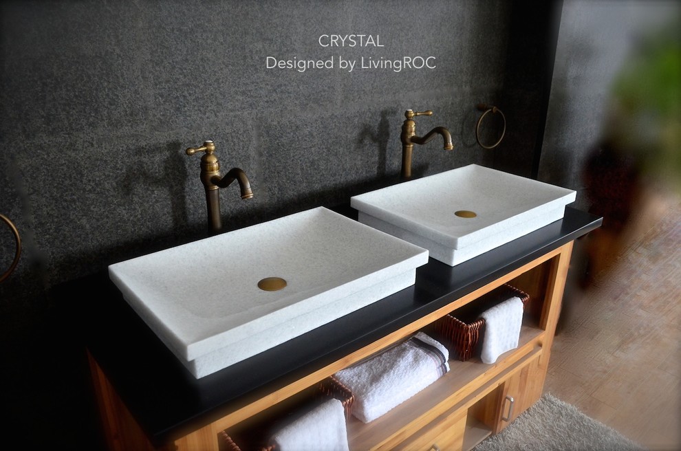 Bathroom - craftsman bathroom idea in Los Angeles with a drop-in sink