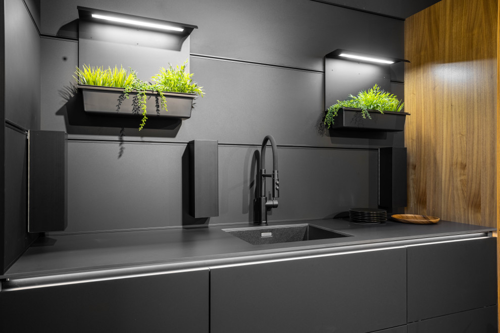 Кухня 1000 кух Германии_керамика THE TOP Solid Color Black satin