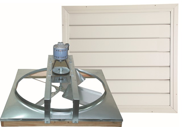 Belt Drive Whole House Fan With Shutter Contemporary Ceiling