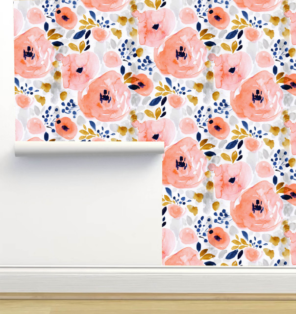Genevieve Floral Wallpaper, Sample 12"x8"